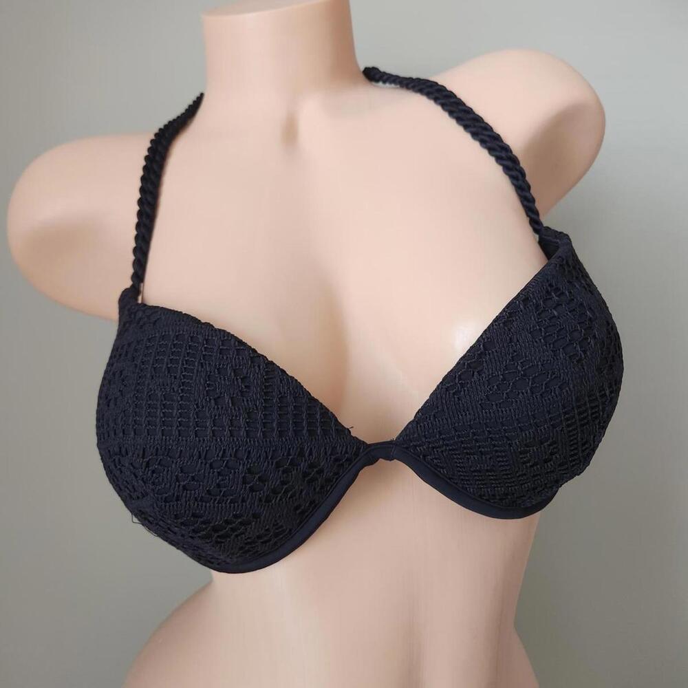 Victoria's Secret Black Crochet Bikini Top - 36D